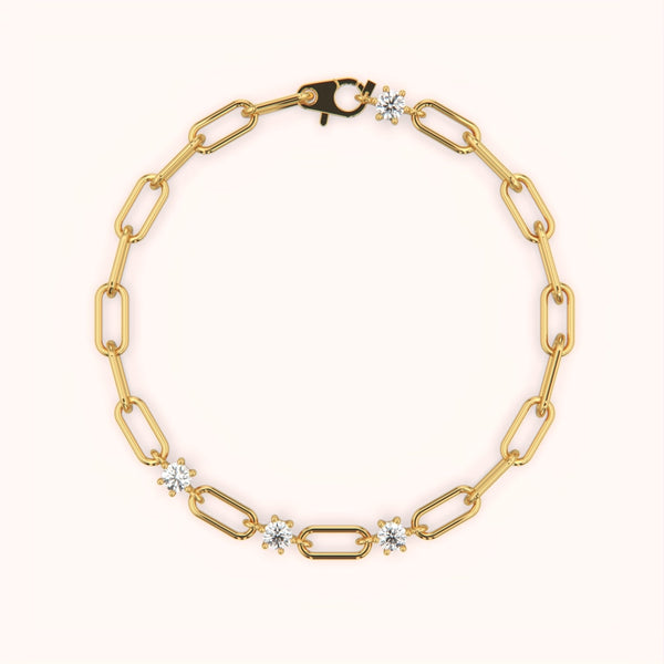 Solitaire Paperclip Link Bracelet