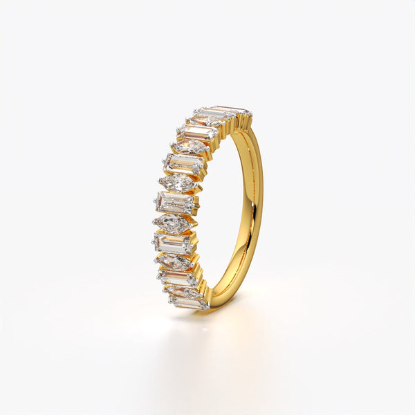 Sparkling Baguette Marquise Wedding Band