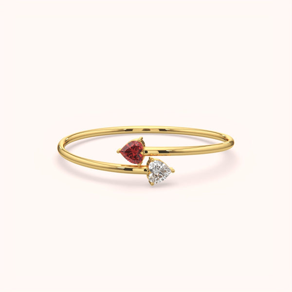 Red & White Heart Open Bangle