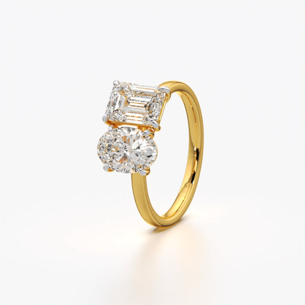 Emerald & Oval Duo Ring