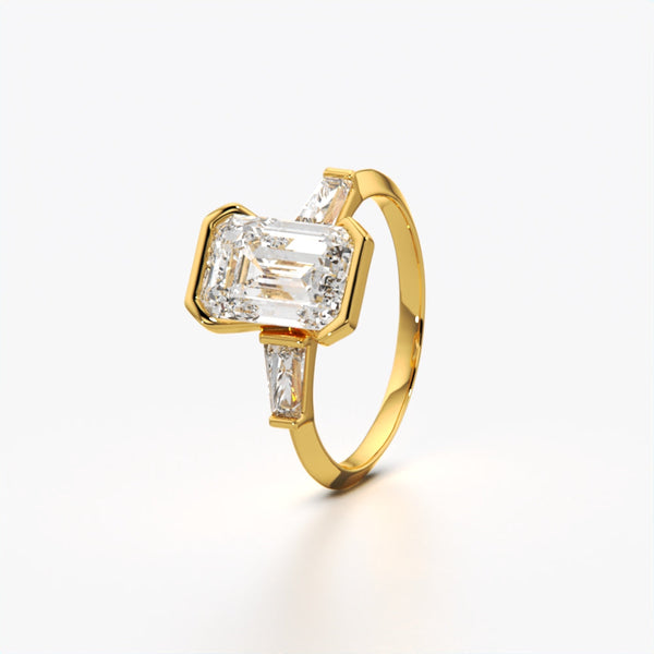 Bezel Set Emerald Cut & Baguette Ring