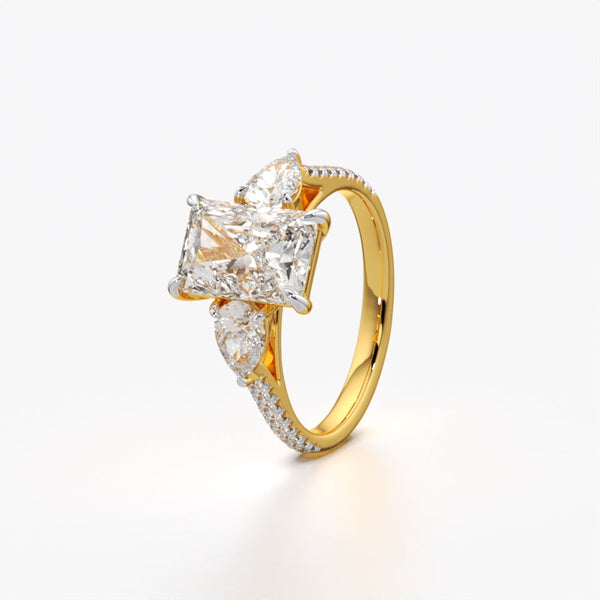 Radiant Cut Trilogy Pave Ring