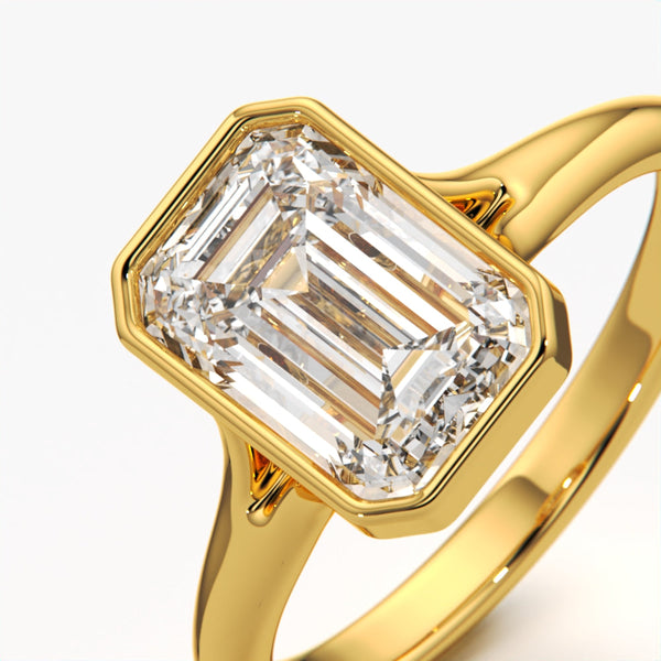 Emerald Cut Bezel Solitaire Ring