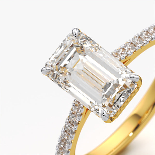 Emerald Cut Solitaire Pave Ring