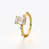 Emerald Cut Solitaire Ring with Dainty Accents