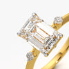Emerald Cut Solitaire Ring with Dainty Accents
