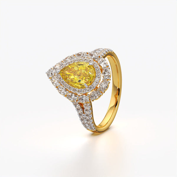 Statement Yellow Pear Ring