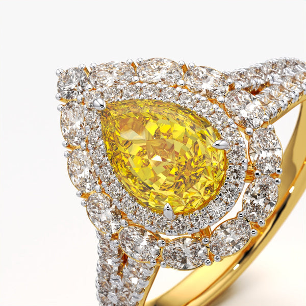 Statement Yellow Pear Ring