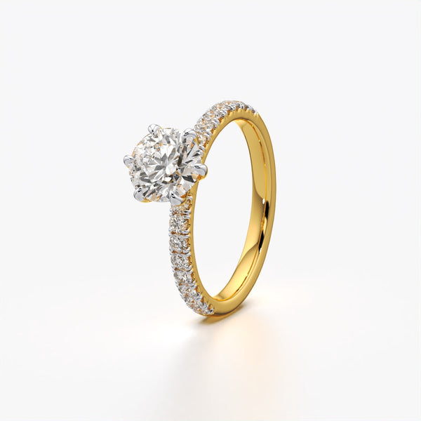 Classic Round Solitaire Pave Ring