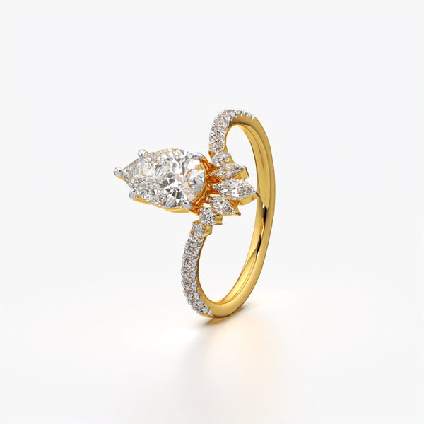 Pear & Marquise Crown Ring