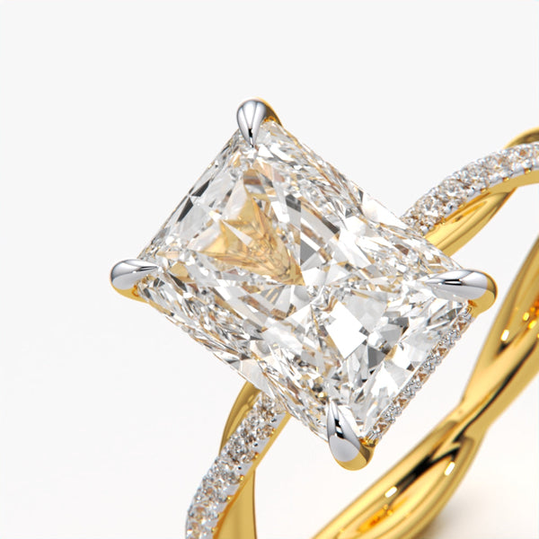 Radiant Solitaire Twisted Pave Ring