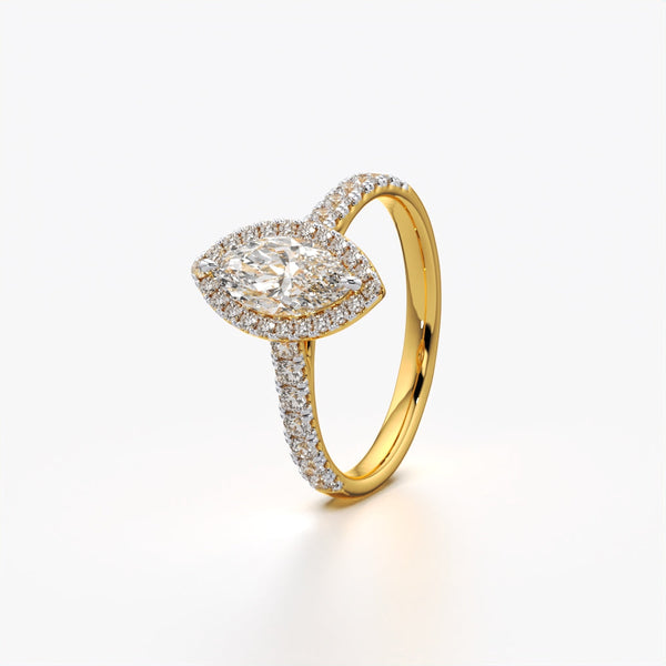 Marquise Halo Pave Ring