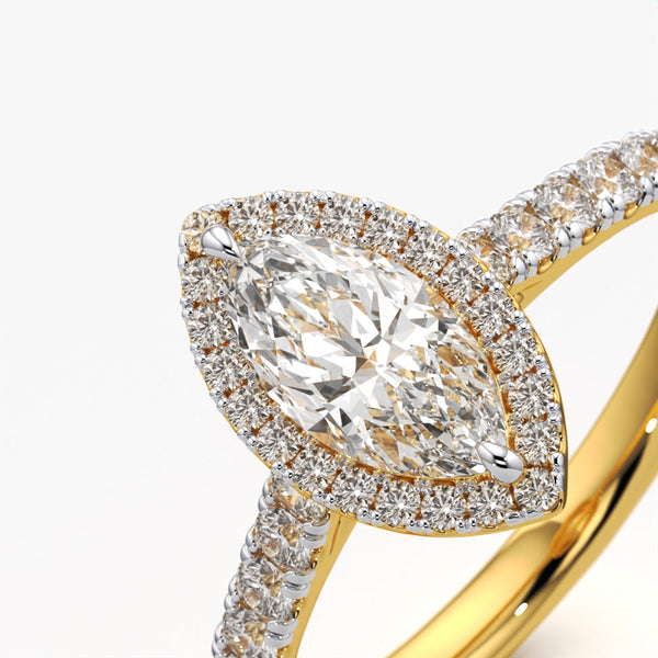 Marquise Halo Pave Ring