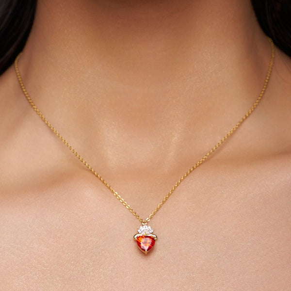 Crowned Red Heart Necklace