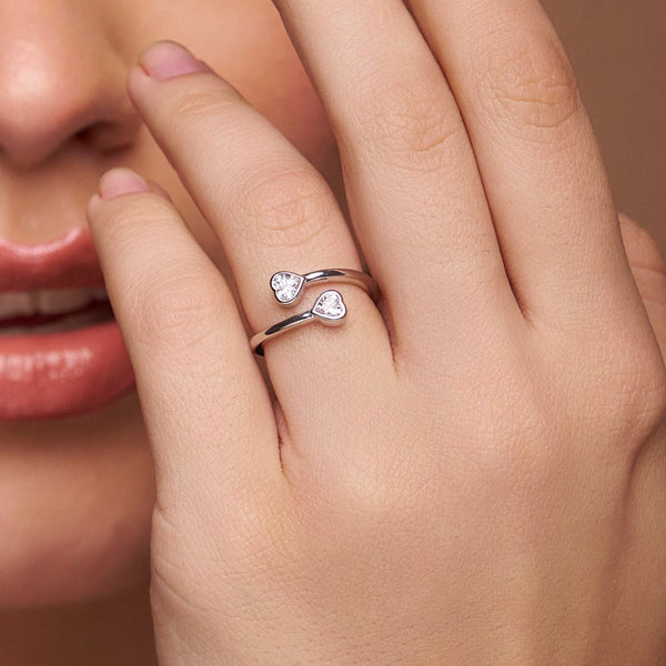 Double Heart Diamond Ring
