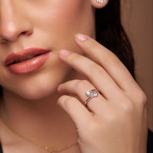 Double Heart Diamond Ring