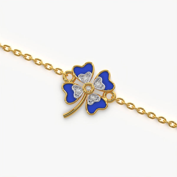 Blue Enamel Clover Bracelet