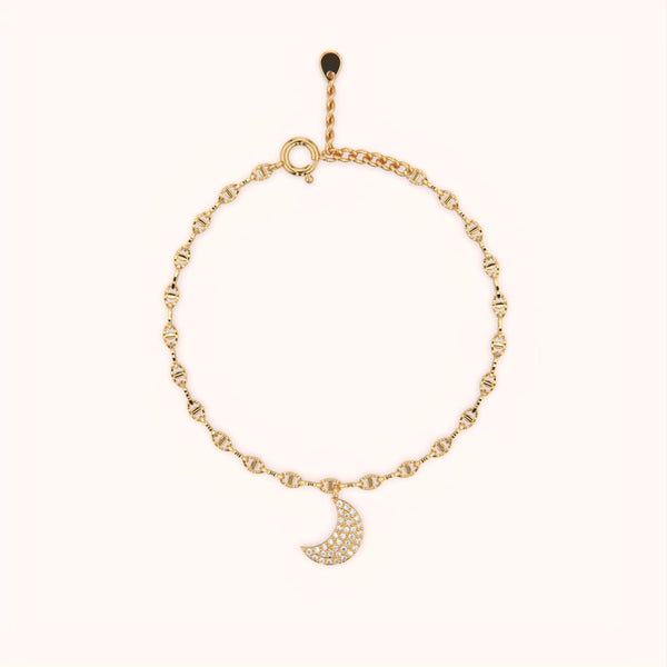 Pave Crescent Moon Bracelet