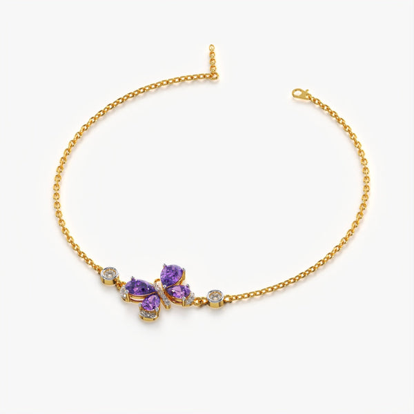 Purple Crystal Butterfly Bracelet