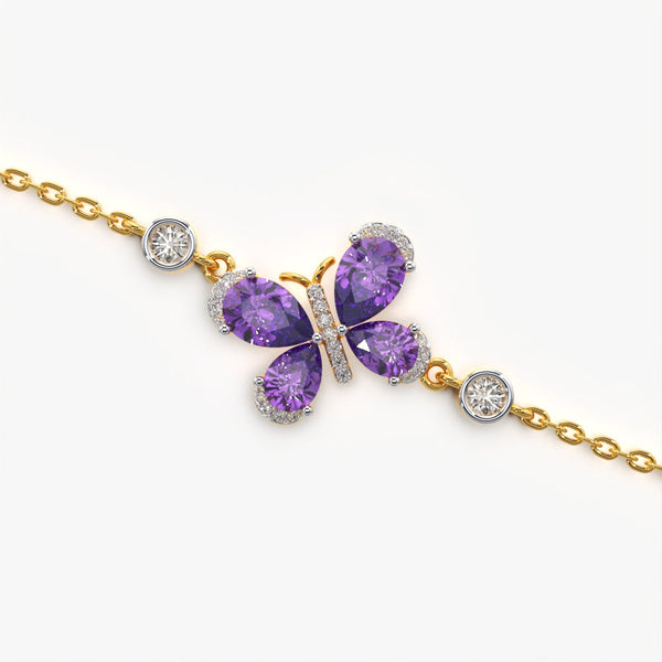 Purple Crystal Butterfly Bracelet