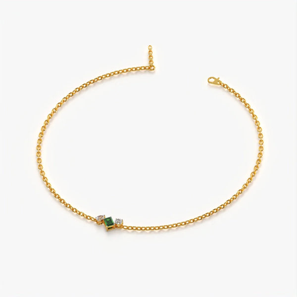 Mixed Cut Green Stone Cluster Bracelet