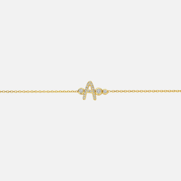 Pave Initial A Station Bracelet