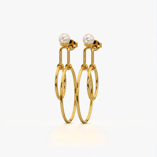 Pearl Linked Double Circle Drops
