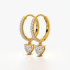 Heart Drop Pave Huggie Earrings