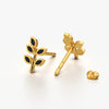 Black Enamel Leaf Studs