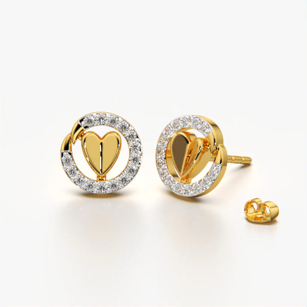 Gold Vermeil Heart Halo Studs