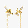 Delicate Leaf Chain Drop Earrings