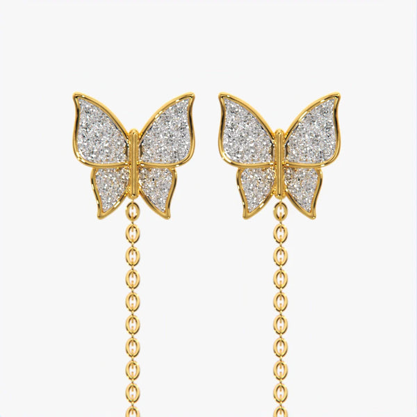 Pave Butterfly Threader Earrings