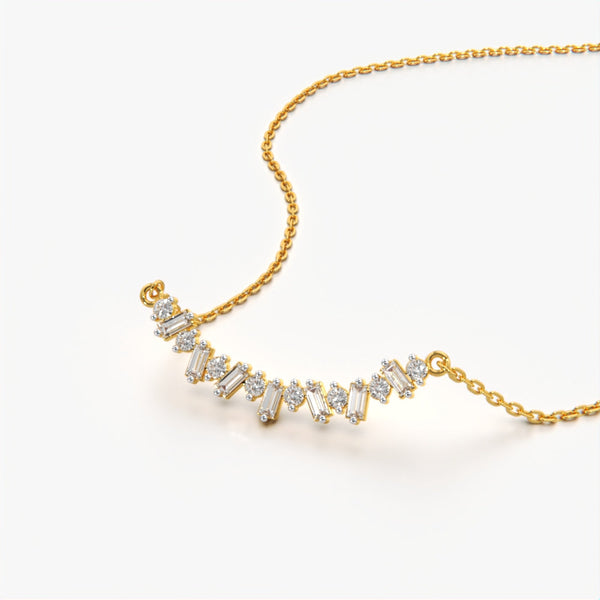 Alternating Baguette Curve Necklace