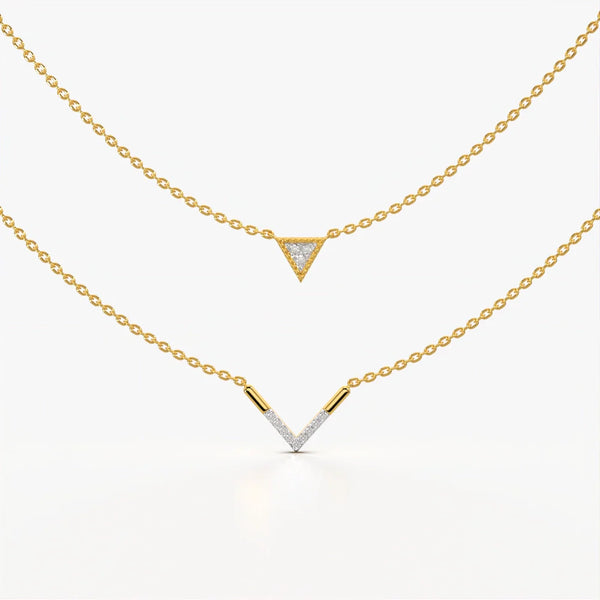 Geometric Layered Triangle & V Necklace