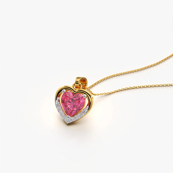 Pink Heart Crystal Necklace
