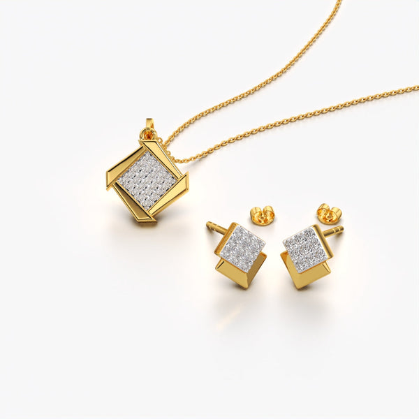 Modern Geometric Square Pendant Set