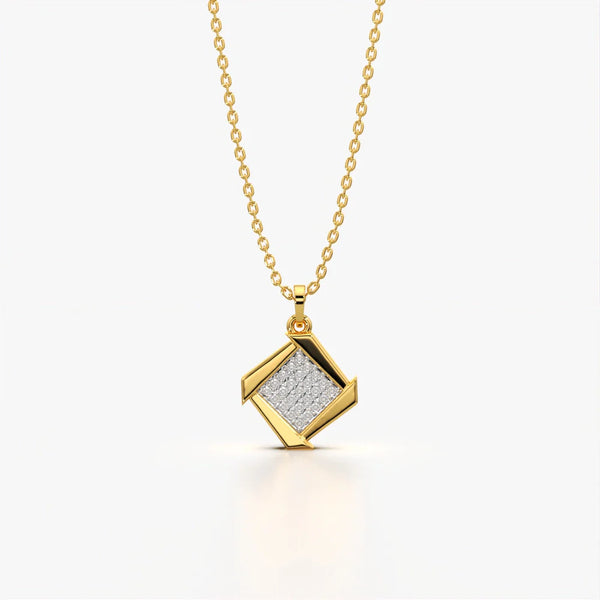 Geometric Pave Square Necklace