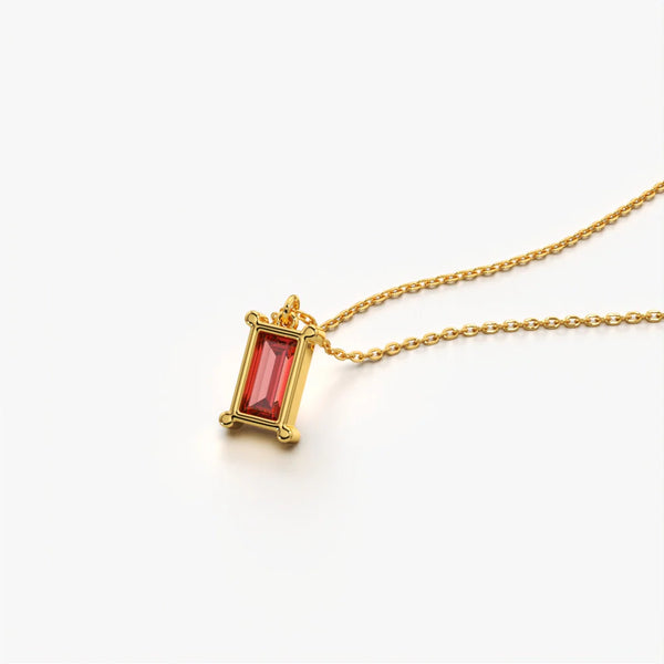 Minimal Red Baguette Pendant