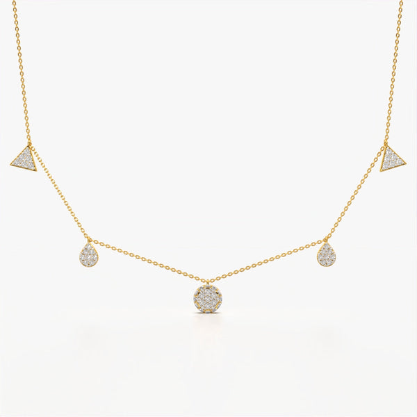 Sparkling Mixed Shape Drop Necklace