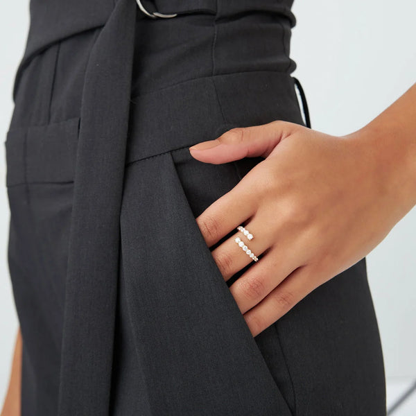 Spiral Round Stone Open Ring