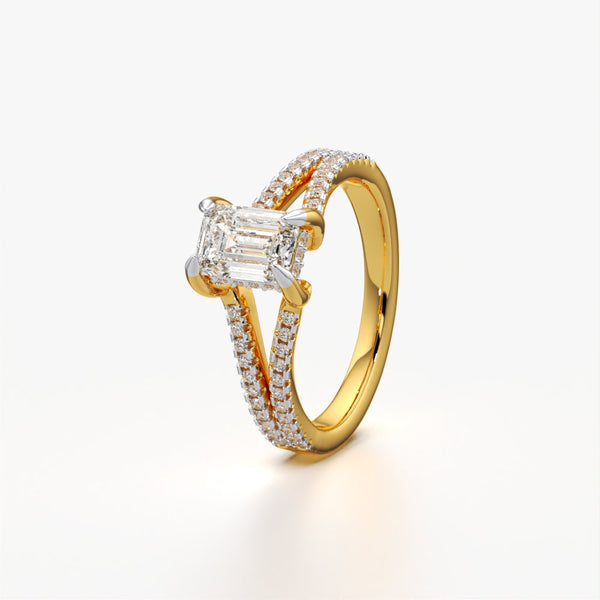 Emerald Solitaire Split Band Ring