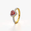 Gemstone Heart Halo Ring