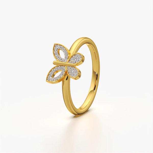 Paved Butterfly Motif Ring