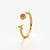 Initial 'A' & Red Stone Open Ring