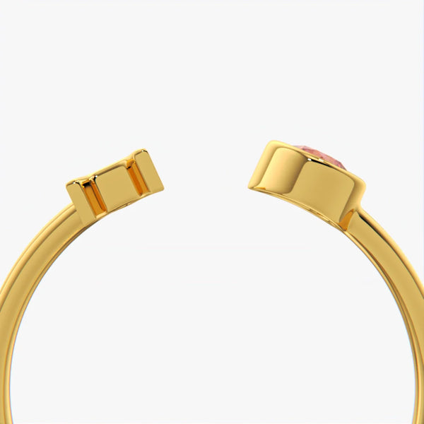 Initial 'A' & Red Stone Open Ring