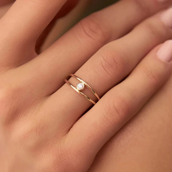 Double Band Bezel Solitaire Ring