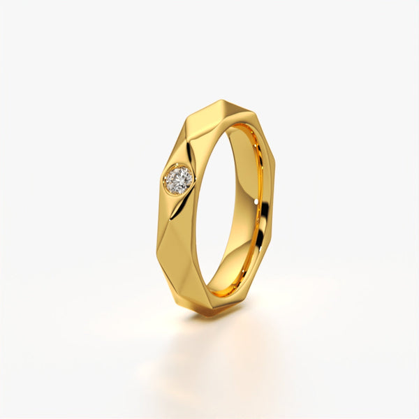 Geometric Facet Solitaire Ring