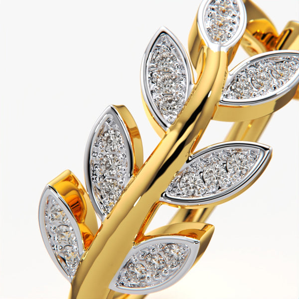 Pave Open Leaf Ring