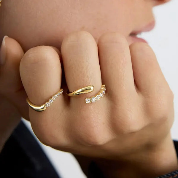 Curved Bezel Open Ring