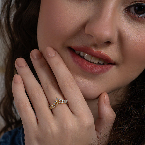 Double Line Chevron Ring